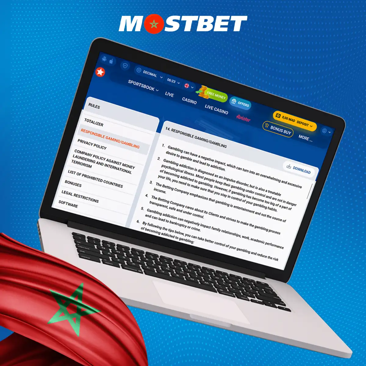 سياسة المقامرة المسؤولة لدى Mostbet